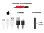 Clip organizador de cables personalizado adaptable a distintos grosores de cable, desde USB hasta cargadores de móviles.
